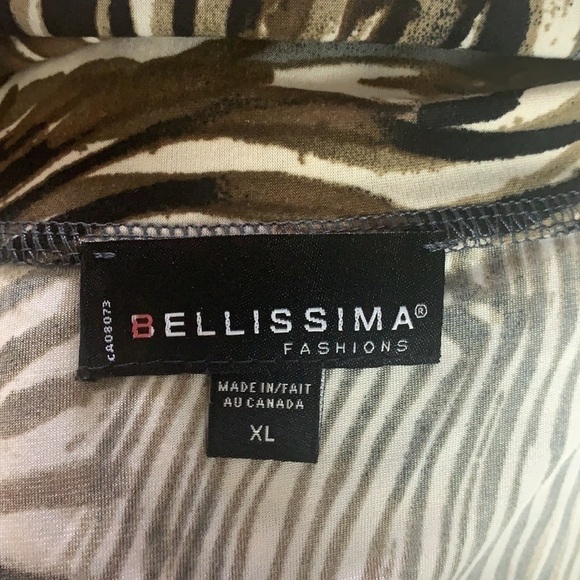 Bellissima Brown/Cream Animal Print 3/4 sleeve Blouse Size XL - Picture 8 of 11